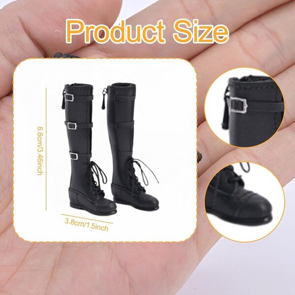 Stiefel im Maßstab 1:6 für weibliche 12-Zoll-Actionfiguren, Schwarz, TTETTZ