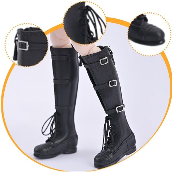 Stiefel im Maßstab 1:6 für weibliche 12-Zoll-Actionfiguren, Schwarz, TTETTZ