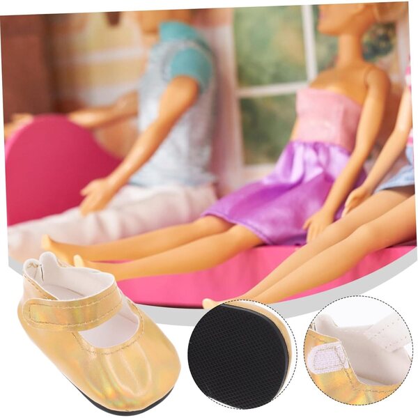 Scarpe per Bambola Stivali Miniatura Dorate Accessori Giocattolo per Bambole Femminili