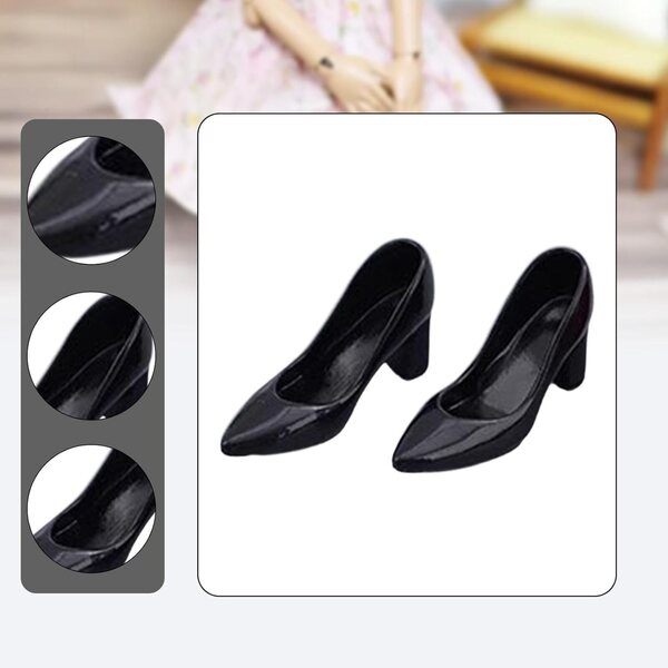 Schuhe mit hohen Absätzen für Puppen 30,5 cm – Stilvolle PVC-Miniatur 1/6 Schwarz