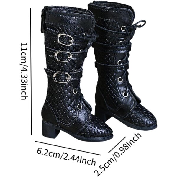 Scarpe BJD 1/4 Punta Punta Tacco Alto Nero in PU Eleganti per Bambole 18 Pollici