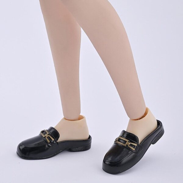 1/6 schwarze Pantoletten-Schuhe für 12-Zoll-Puppen – Hellery Action-Figuren-Zubehör