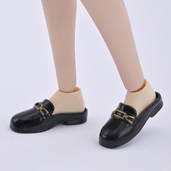 1/6 schwarze Pantoletten-Schuhe für 12-Zoll-Puppen – Hellery Action-Figuren-Zubehör