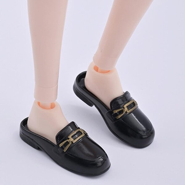 1/6 schwarze Pantoletten-Schuhe für 12-Zoll-Puppen – Hellery Action-Figuren-Zubehör