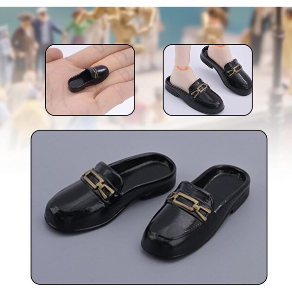 1/6 schwarze Pantoletten-Schuhe für 12-Zoll-Puppen – Hellery Action-Figuren-Zubehör