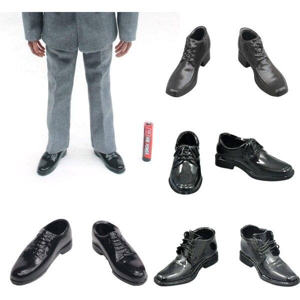 1/6 schwarze Schnürschuhe für männliche Actionfiguren 30,5 cm, Sohle 5 cm