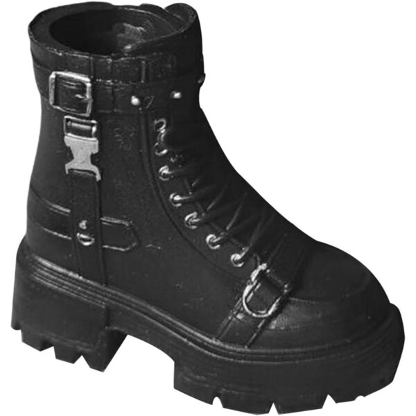 1/6 Schwarze Stiefel für weibliche Actionfiguren – Nietenschuhe für 12-Zoll-Puppen
