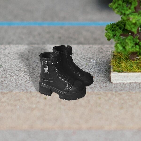 1/6 Schwarze Stiefel für weibliche Actionfiguren – Nietenschuhe für 12-Zoll-Puppen