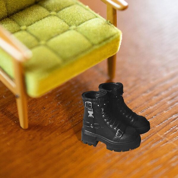 1/6 Schwarze Stiefel für weibliche Actionfiguren – Nietenschuhe für 12-Zoll-Puppen