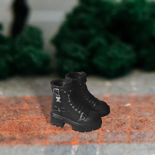 1/6 Schwarze Stiefel für weibliche Actionfiguren – Nietenschuhe für 12-Zoll-Puppen