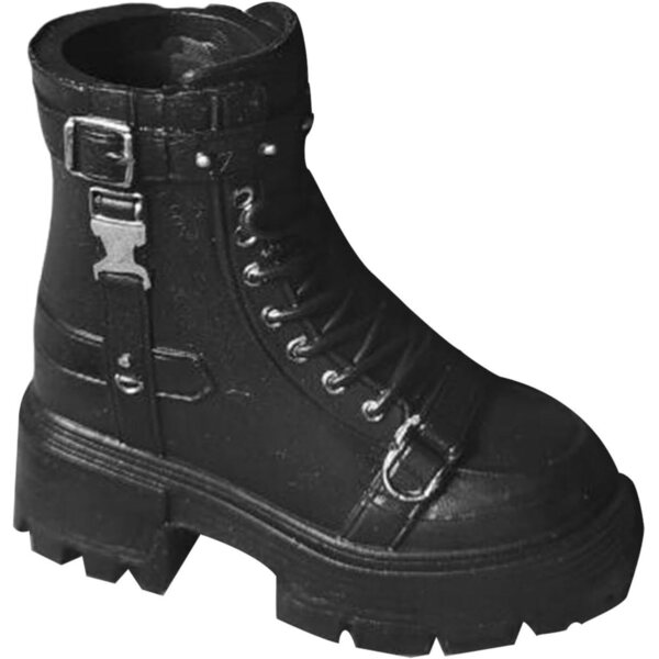 1/6 Schwarze Stiefel für weibliche Actionfiguren – Nietenschuhe für 12-Zoll-Puppen