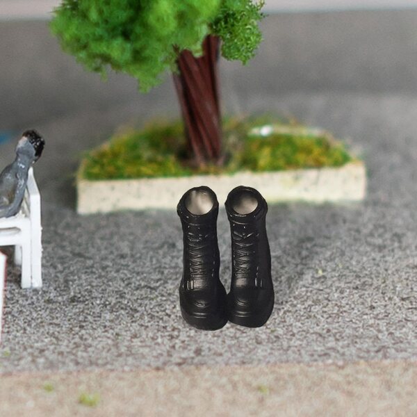 Schwarze Miniatur-Arbeitsstiefel für Puppen im Maßstab 1:12 – Cosplay-Zubehör