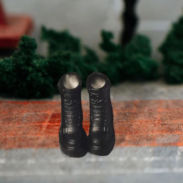 Schwarze Miniatur-Arbeitsstiefel für Puppen im Maßstab 1:12 – Cosplay-Zubehör