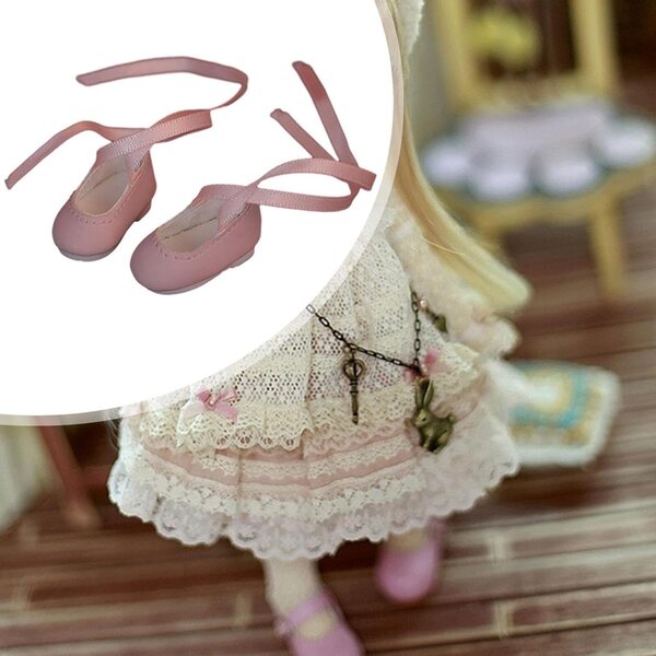 BJD Schuhe für 1/6 Puppen mit rosa Riemen – TTETTZ Dance Flats Shoes