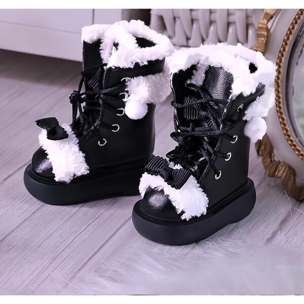Handgefertigte 1/4-BJD-Schuhe, modische kurze Stiefel für BJD-Puppen, Schwarz