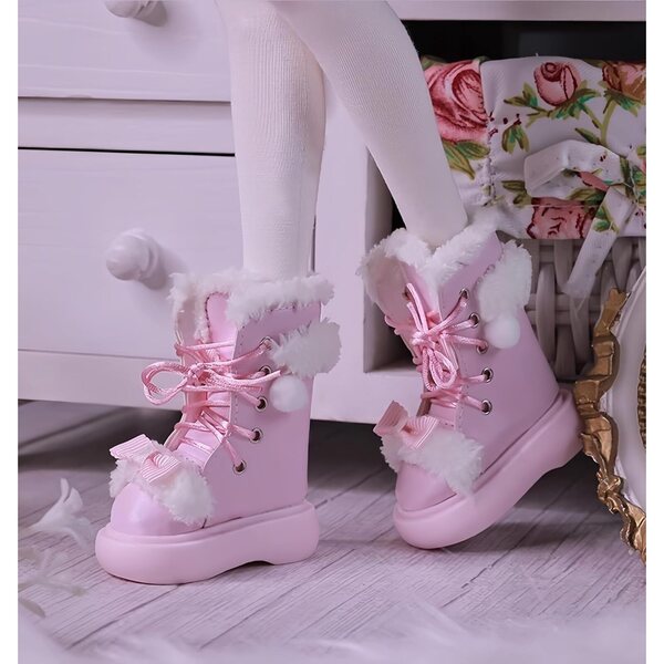 Handgefertigte 1/4-BJD-Schuhe, modische kurze Stiefel für BJD-Puppen, Schwarz
