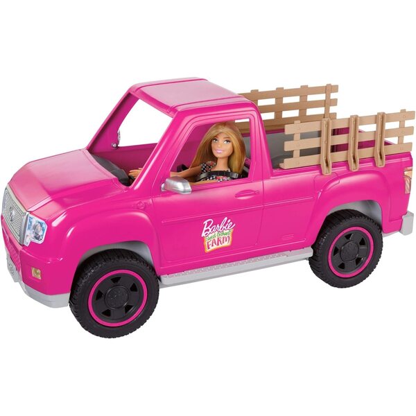 Barbie Farm-Spielset mit blonder Puppe, rosafarbenem LKW und Zubehör für Kinder ab 3 Jahren