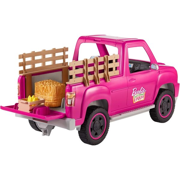 Barbie Farm-Spielset mit blonder Puppe, rosafarbenem LKW und Zubehör für Kinder ab 3 Jahren