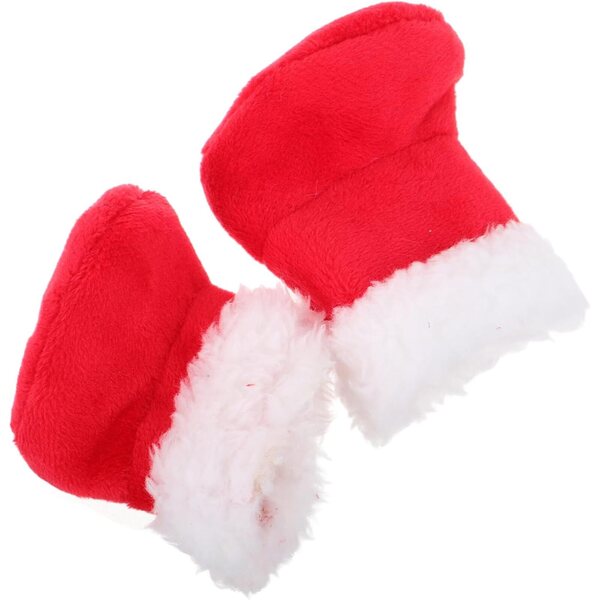 VICASKY Miniatur-Pelzstiefel für Puppen – rote Weihnachtsaccessoires