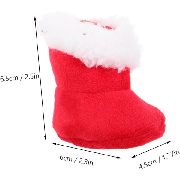 VICASKY Miniatur-Pelzstiefel für Puppen – rote Weihnachtsaccessoires