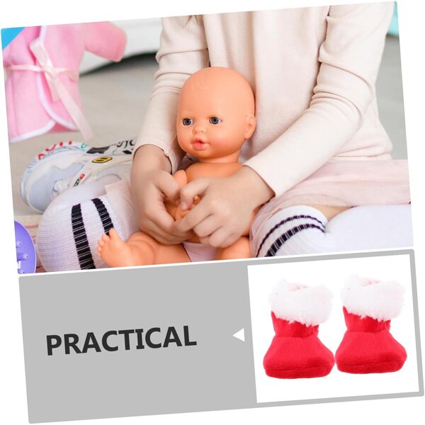 VICASKY Miniatur-Pelzstiefel für Puppen – rote Weihnachtsaccessoires
