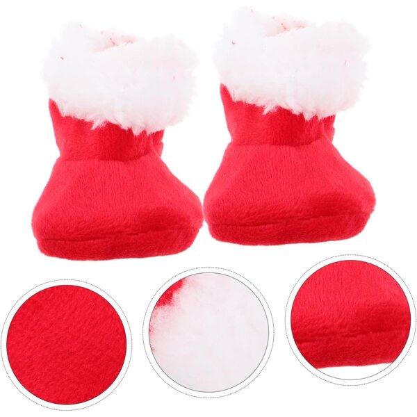 VICASKY Miniatur-Pelzstiefel für Puppen – rote Weihnachtsaccessoires