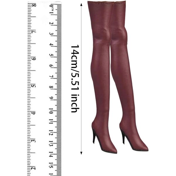 Rote hohe Stiefel für 12" Harilla 1:6 Puppen – Stilvolle und langlebige Absätze
