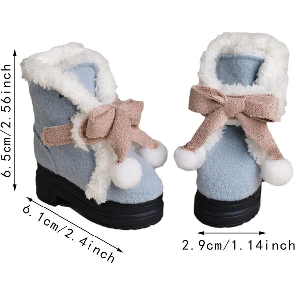 Miniatur-Winterschuhe aus Harz und Stoff für Puppen im Maßstab 1:4, Blau
