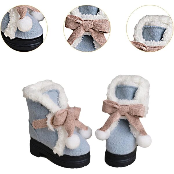 Miniatur-Winterschuhe aus Harz und Stoff für Puppen im Maßstab 1:4, Blau