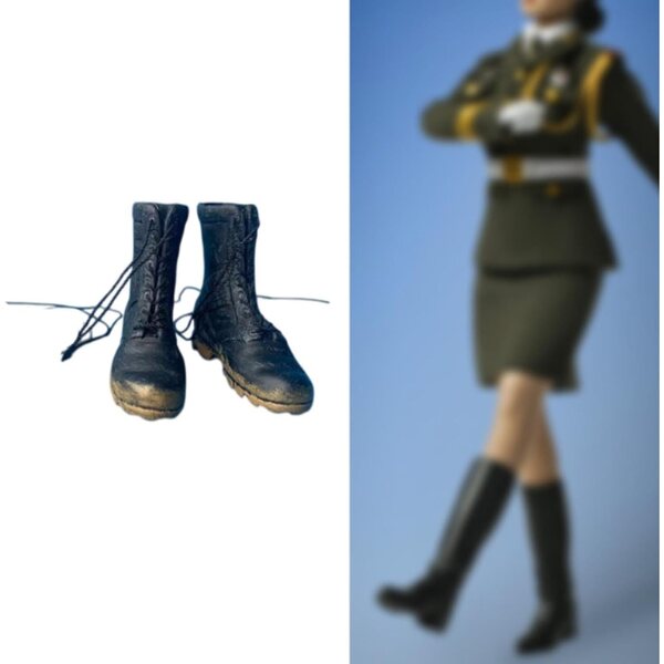 Schwarze Miniatur-Kurzstiefel im Maßstab 1:6 für 12-Zoll-Actionfiguren