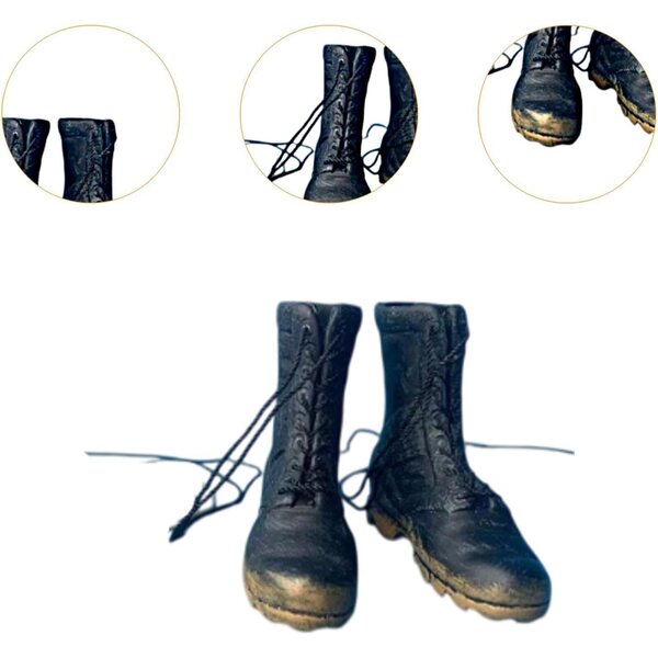Schwarze Miniatur-Kurzstiefel im Maßstab 1:6 für 12-Zoll-Actionfiguren