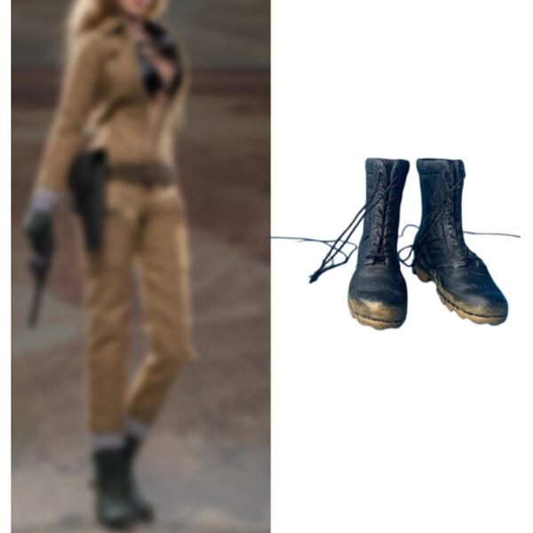 Schwarze Miniatur-Kurzstiefel im Maßstab 1:6 für 12-Zoll-Actionfiguren