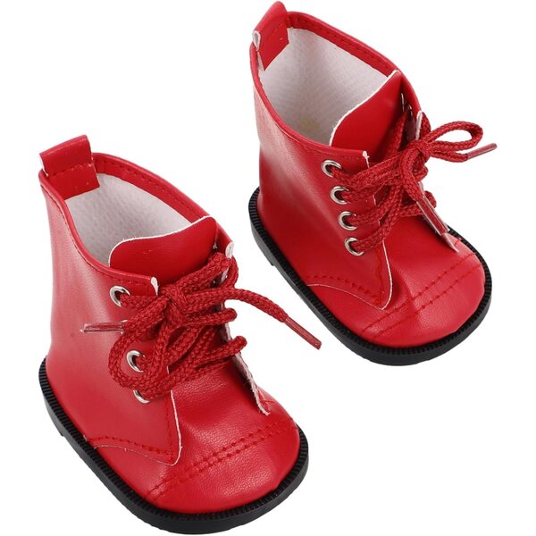 Stivali rossi in PU per bambole da 45 cm - Scarpe alla moda e dettagli realistici
