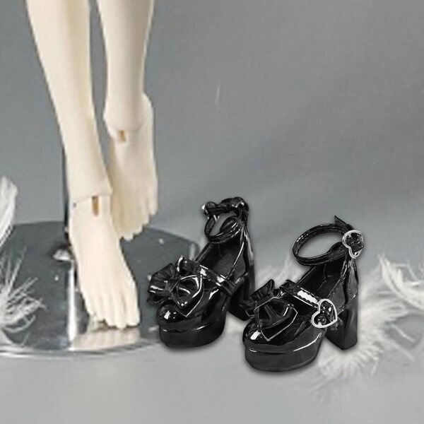 Schuhe mit hohen Absätzen für weibliche Actionfiguren im Maßstab 1:4, realistisches Schwarz