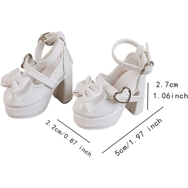 Damenschuhe mit hohen Absätzen im Maßstab 1:4, realistisches und robustes PU-Material, weiß