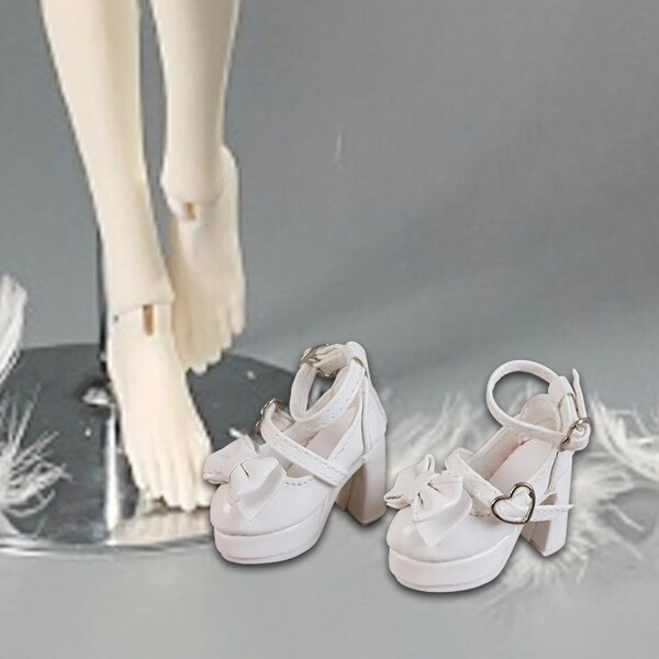 Damenschuhe mit hohen Absätzen im Maßstab 1:4, realistisches und robustes PU-Material, weiß