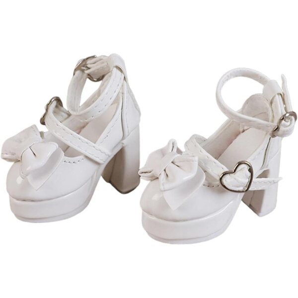 Damenschuhe mit hohen Absätzen im Maßstab 1:4, realistisches und robustes PU-Material, weiß