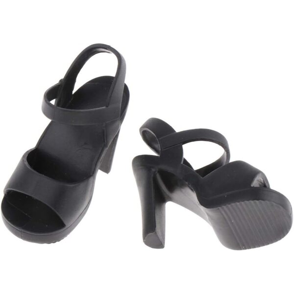 Schwarze Jelly-Schuhe für BJD 1/4 Puppen, sommerliche lässige hohe Sandalen 45 cm