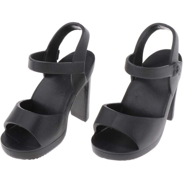 Schwarze Jelly-Schuhe für BJD 1/4 Puppen, sommerliche lässige hohe Sandalen 45 cm