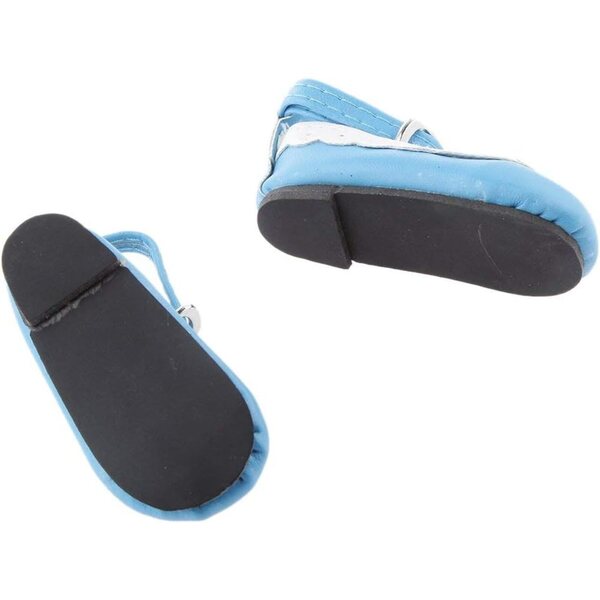 Blaue flache Schuhe aus PU-Leder für 1/4-BJD-Puppen mit Riemen