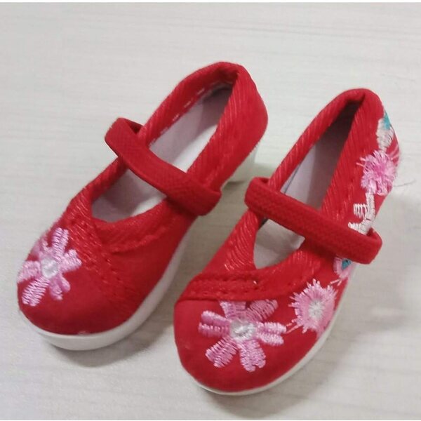 Gestickte Schuhe mit niedrigem Absatz für SD 1/3 60 cm Puppe, einzigartiges Freizeitaccessoire