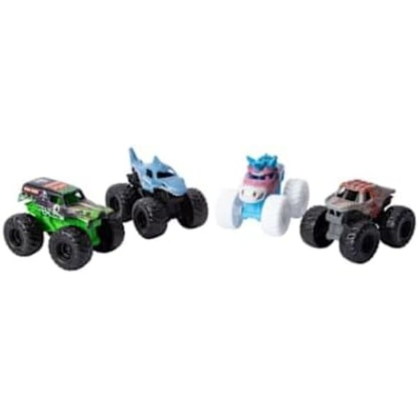 Set Monster Jam 4 Monster Trucks 1:72 Grave Digger, Megalodon, Sparkle Smash, ThunderROARus