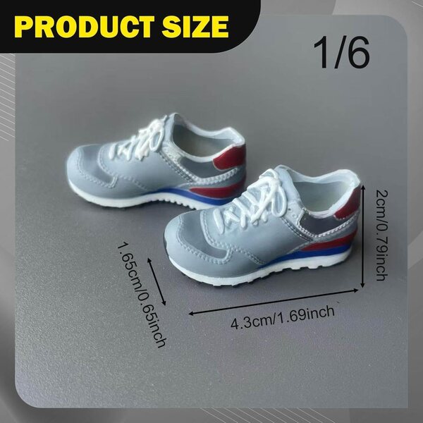 Sharplace Shoes Sneakers Miniatur 1/6 aus PVC, bequem und lässig im Retro-Stil, Grau