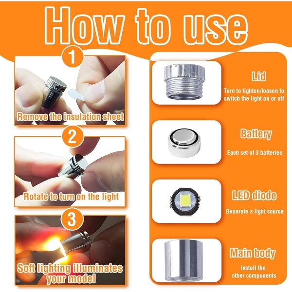 TaimeiMao 10 mini luci LED bianco caldo per case delle bambole e diorami