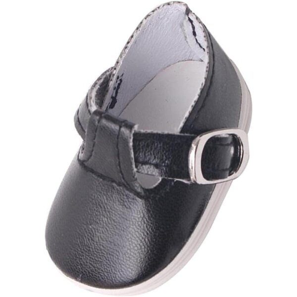 Jiuvaso Schwarze Schleife PU-Leder 14,5 Zoll Puppenschuhe