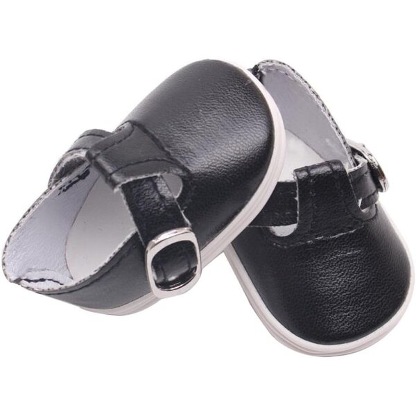 Jiuvaso Schwarze Schleife PU-Leder 14,5 Zoll Puppenschuhe