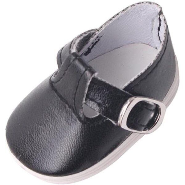 Jiuvaso Schwarze Schleife PU-Leder 14,5 Zoll Puppenschuhe