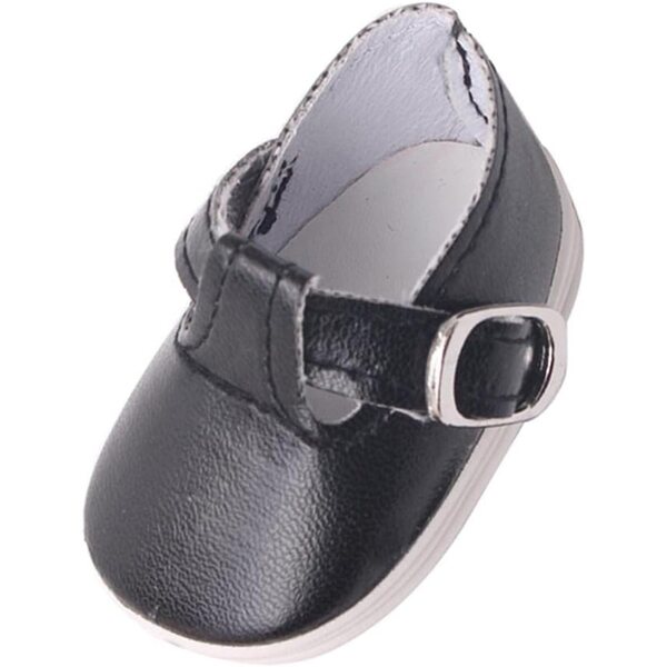 Jiuvaso Schwarze Schleife PU-Leder 14,5 Zoll Puppenschuhe