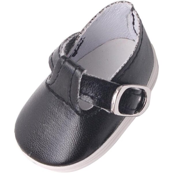 Jiuvaso Schwarze Schleife PU-Leder 14,5 Zoll Puppenschuhe