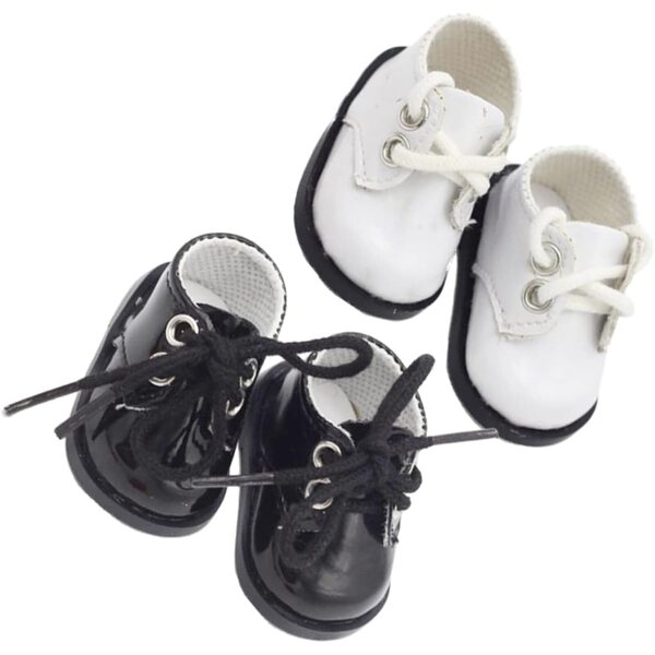 YARNOW 10 Paia Mini Scarpe in Pelle Nero e Bianco per Decorazioni e Scenografie